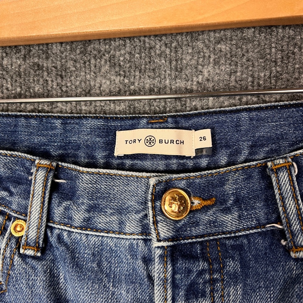 Tory Burch Button fly High Rise Straight Leg‎ Jeans Medium Wash Size 26 - Picture 9 of 11